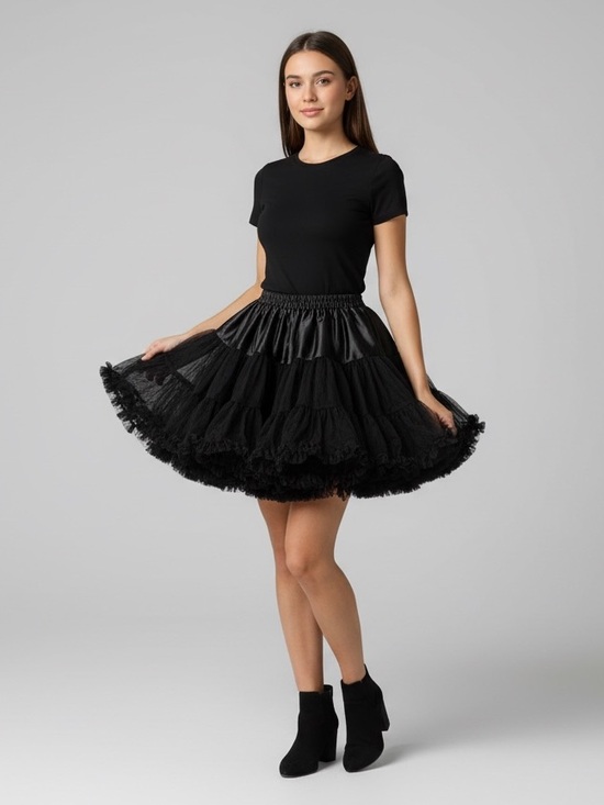 Dresses & Skirts - Women's Black Tiered Tulle Skirt Classic Flare